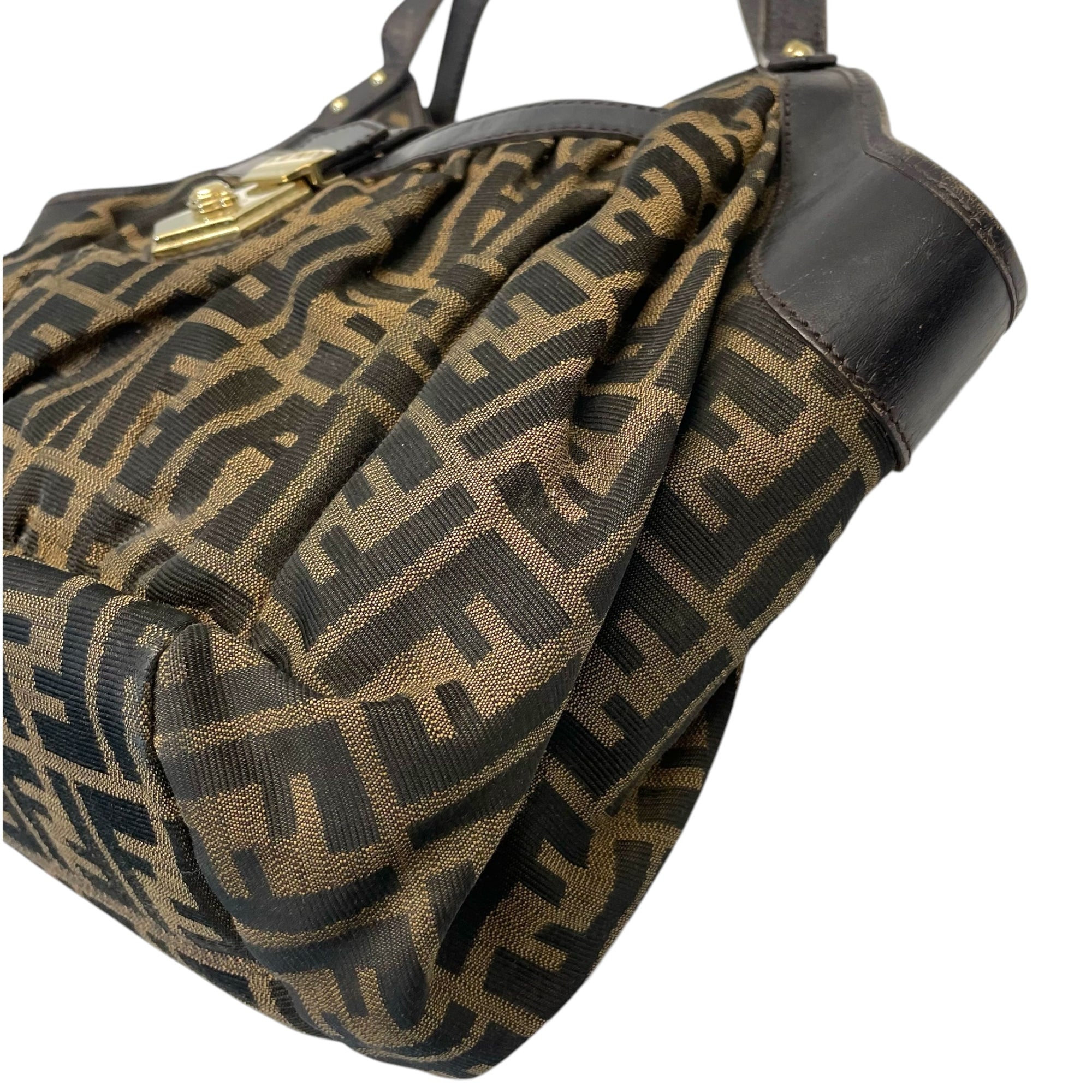 Fendi Zucca Canvas & Leather Borsa Chef Tote Bag