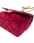 Chanel Red Velvet Flap Mini