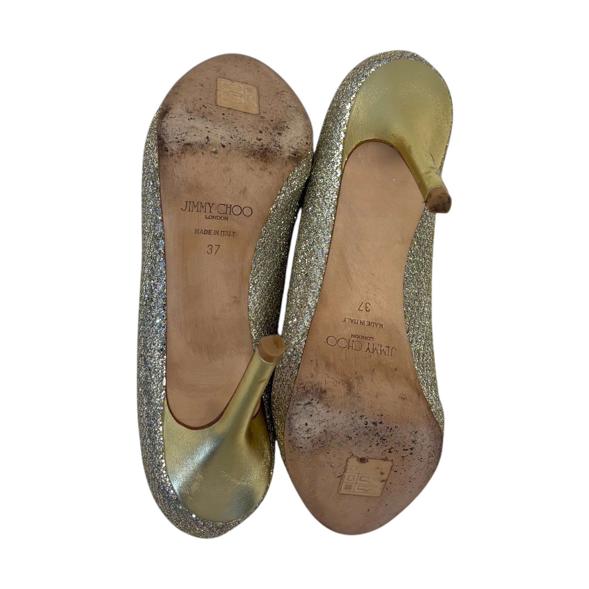 Jimmy Choo Shimmer Peep Toe Heels EU37