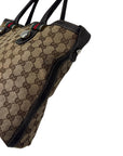 Gucci Tote Bag Canvas Leather Sherry Line