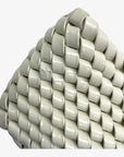Bottega Veneta White Intrecciato Leather Structure Clutch