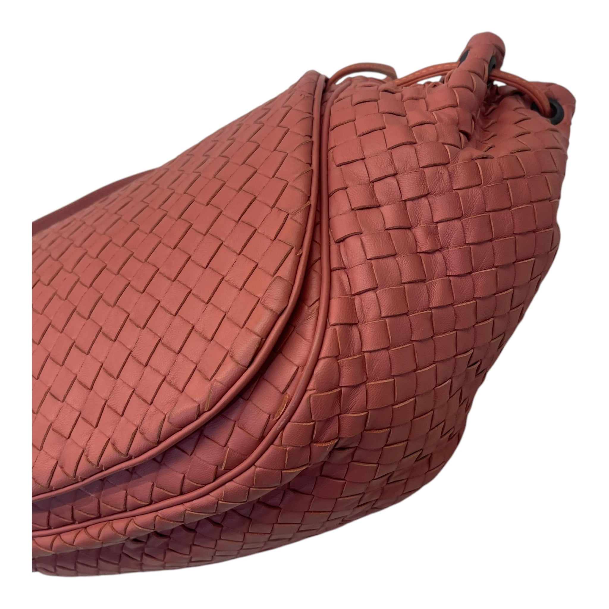 Bottega Veneta Cinnamon Brown Intrecciato Leather Drawstring Flap Crossbody Bag
