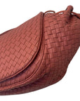 Bottega Veneta Cinnamon Brown Intrecciato Leather Drawstring Flap Crossbody Bag