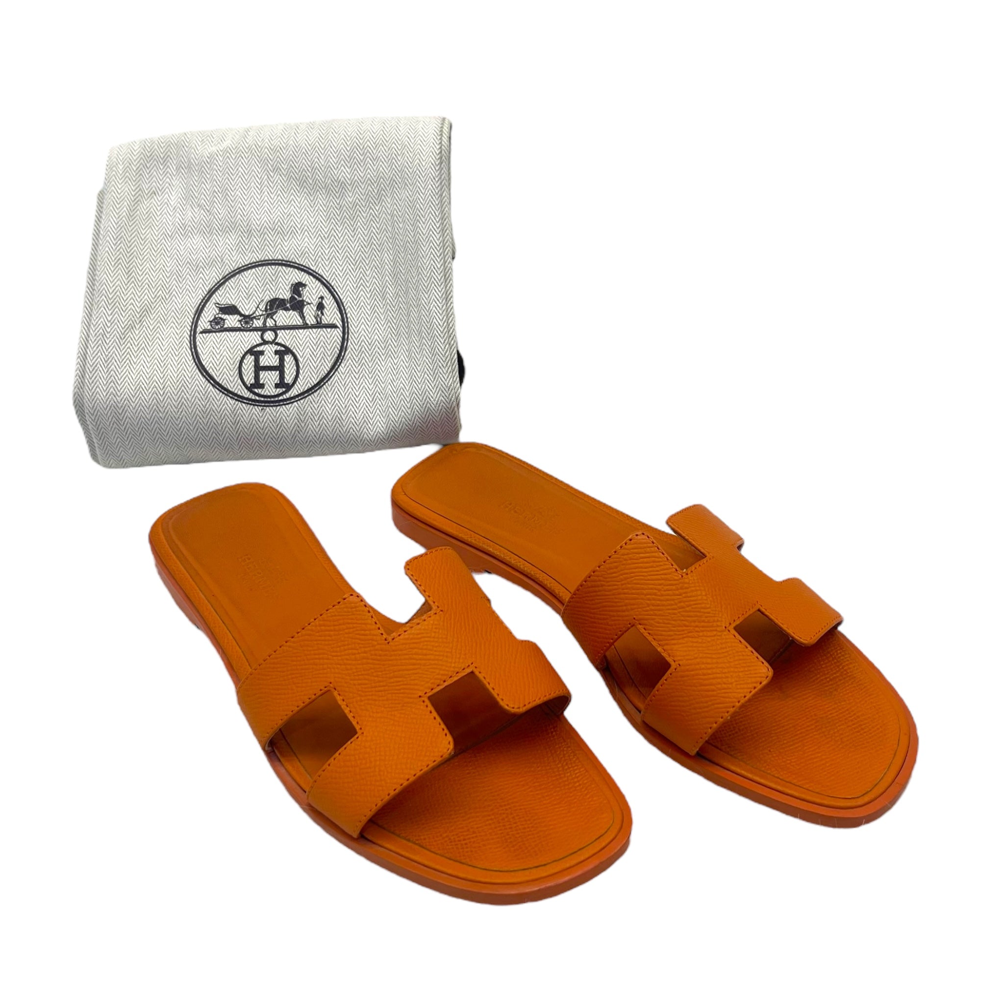Hermès Orange Oran Sandals EU 38