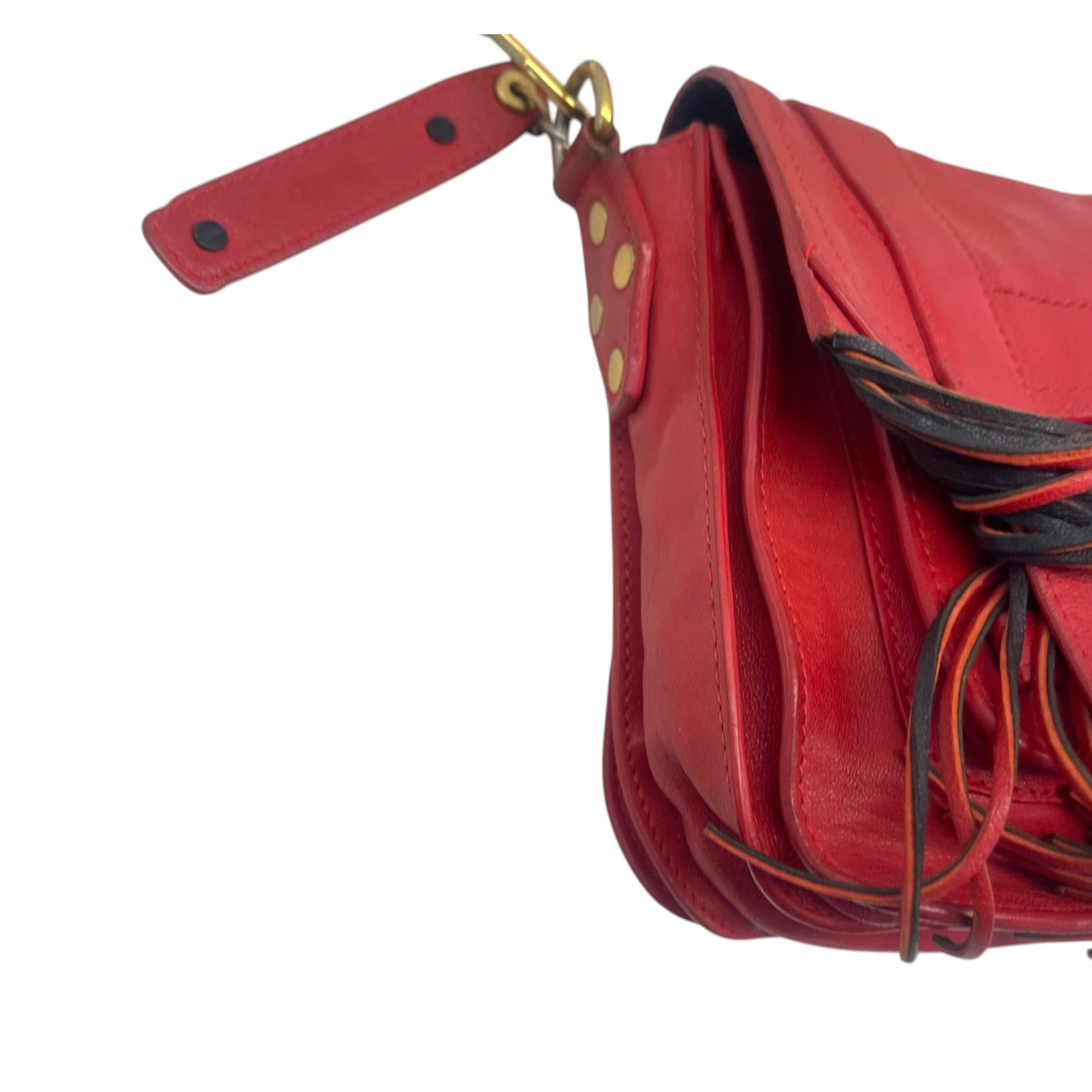 Proenza Schouler Mandarin Red Leather Fringe PS1 Tiny Bag