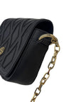 Tory Burch Black Leather and Suede Patchwork Robinson Chain Shoulder Bag