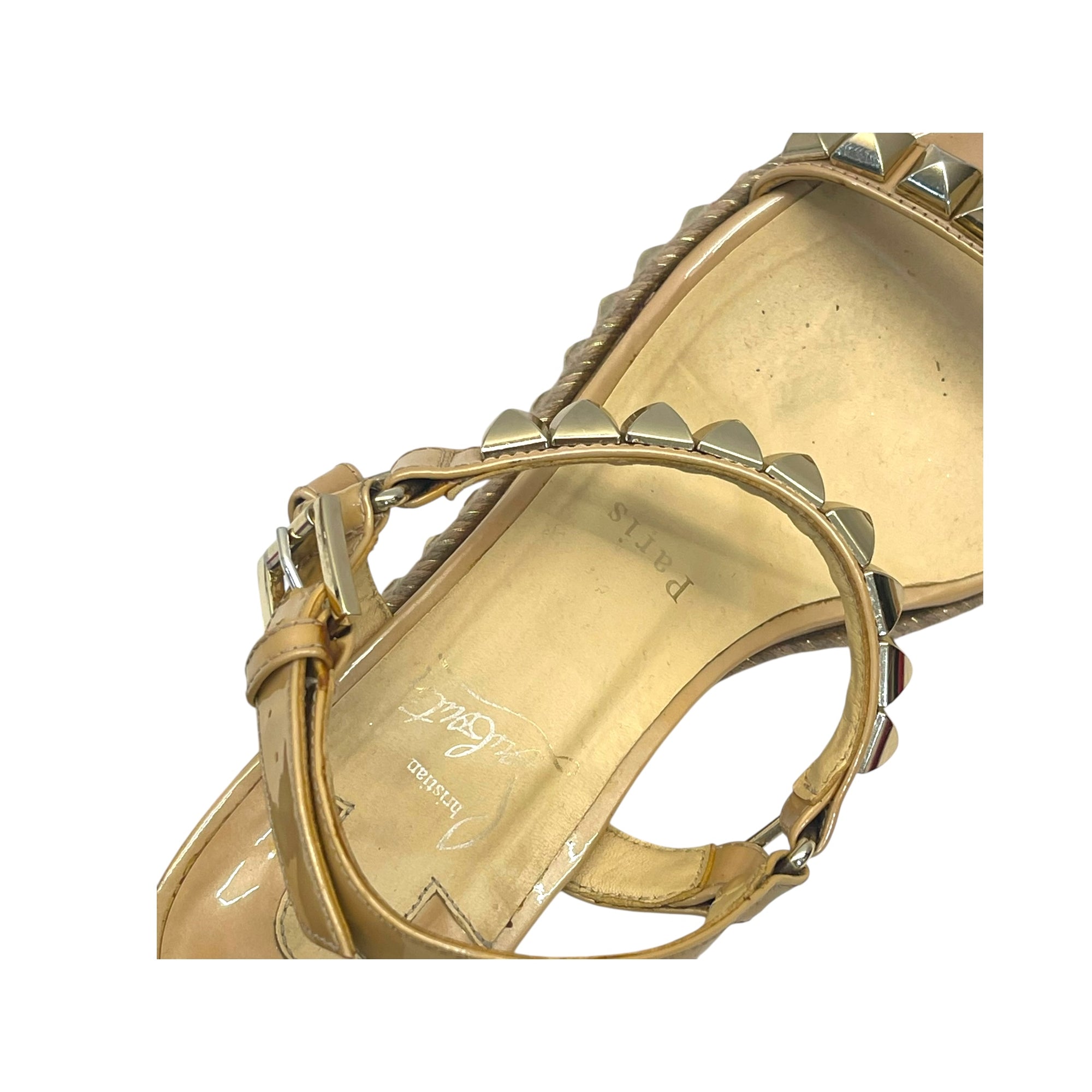 Christian Louboutin Beige Patent Leather Cataclou Sandals EU 39