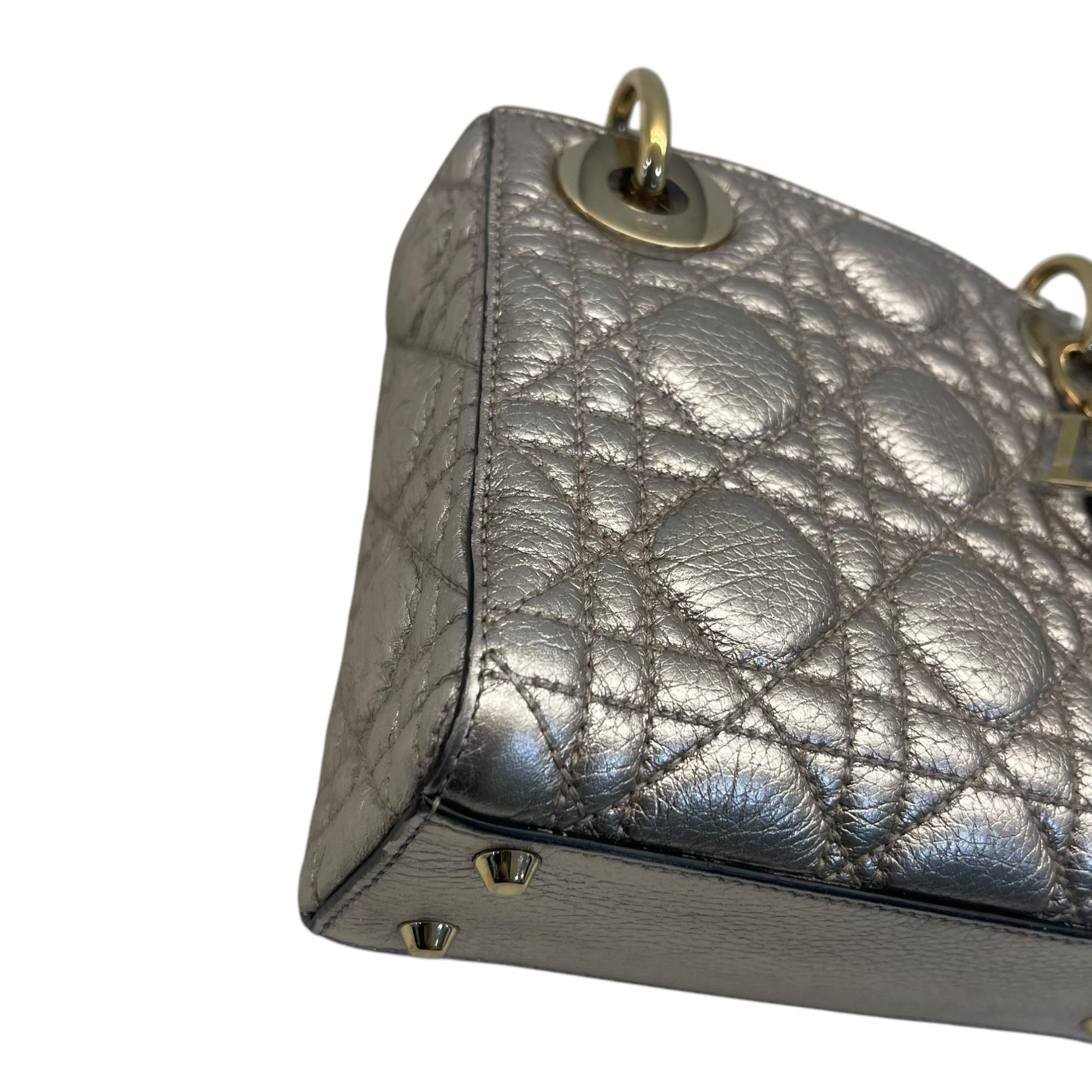 Christian Dior Mini Lady Dior Metallic Cannage Bag