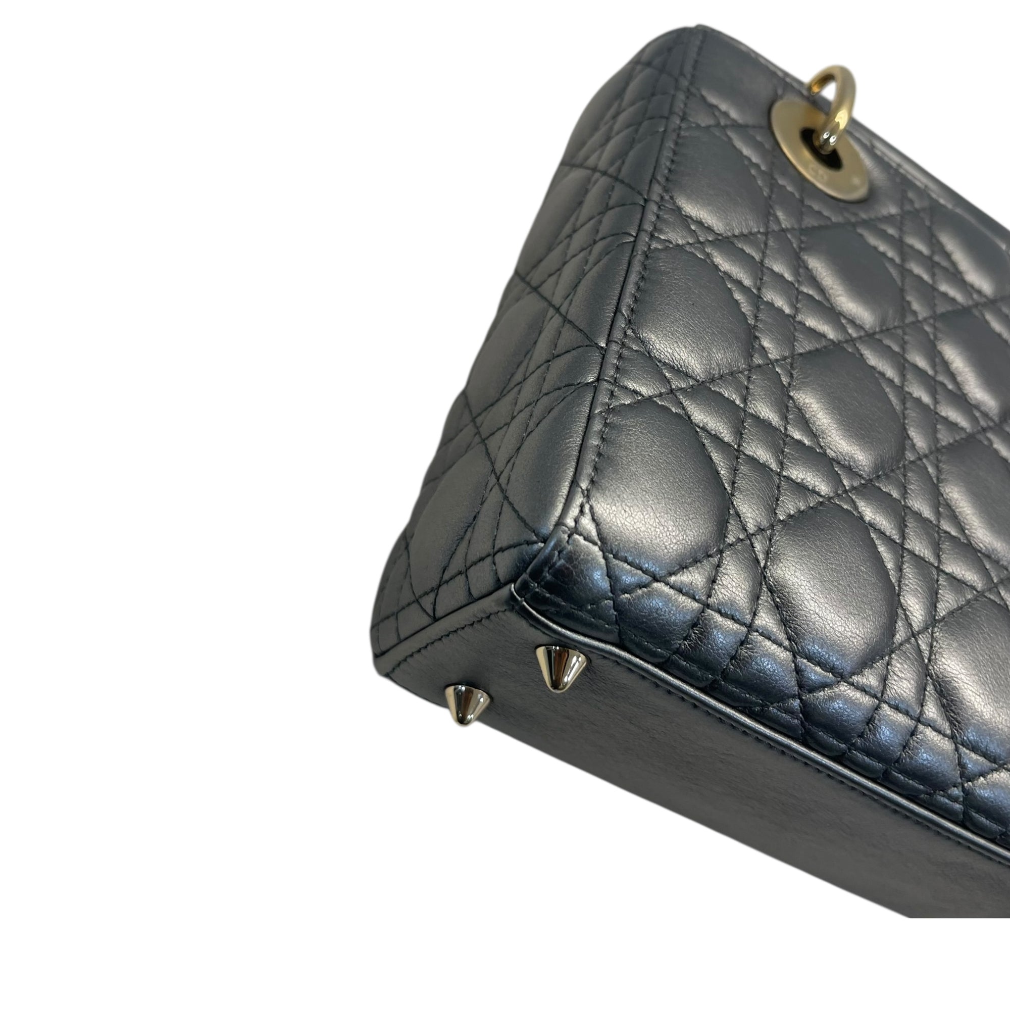 Christian Dior Mini Lady Dior Metallic Grey Cannage Bag