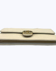 Gucci Cream Leather Interlocking G Flap Chain Clutch
