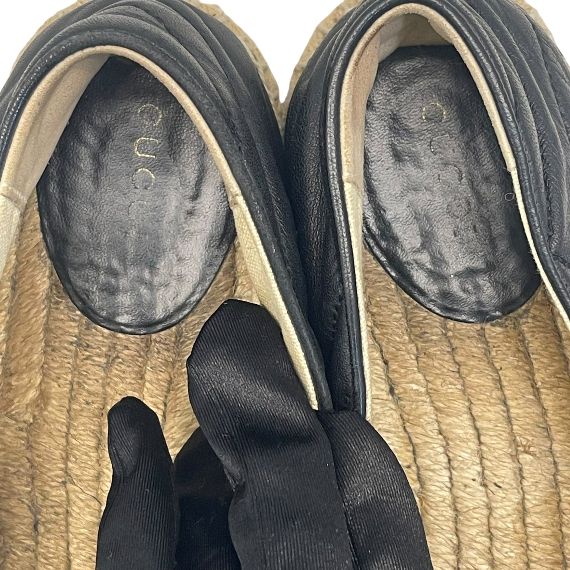 Gucci Black Leather GG Marmont Espadrilles EU 38.5