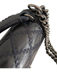Chanel Midnight Quilted Leather Medium Wild Stitch Chain Boy Top Handle Bag