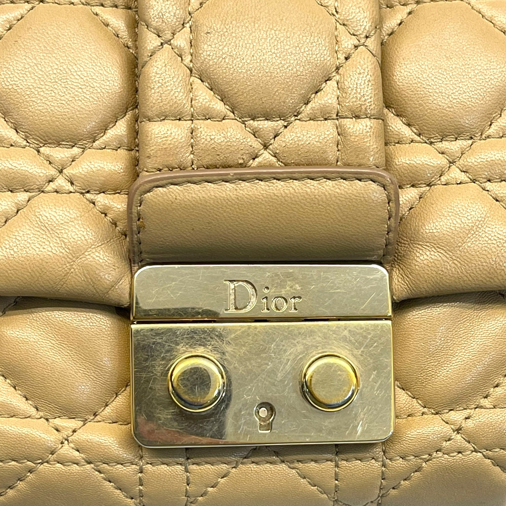 Dior Beige Quilted Leather Large Miss Dior Flap Bag