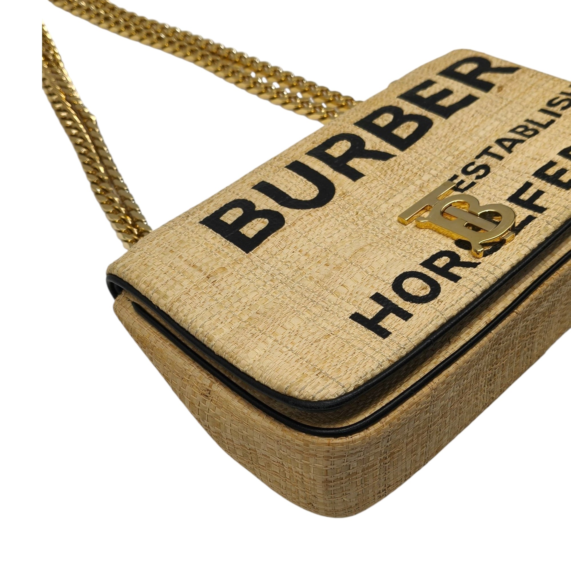 Burberry Lola Raffia Horseferry Shoulder Bag