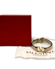 Valentino Vlogo Leather Gold Tone Bracelet