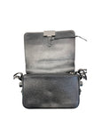 Off-White Black/White Diagonal Striped Leather Baby Flap Crossbody Bag