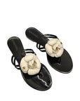 Chanel Cream/Black Jelly Camellia Thong Sandals EU 36