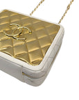 Gold Chanel Medium Lambskin Golden Plate Vanity Case Satchel