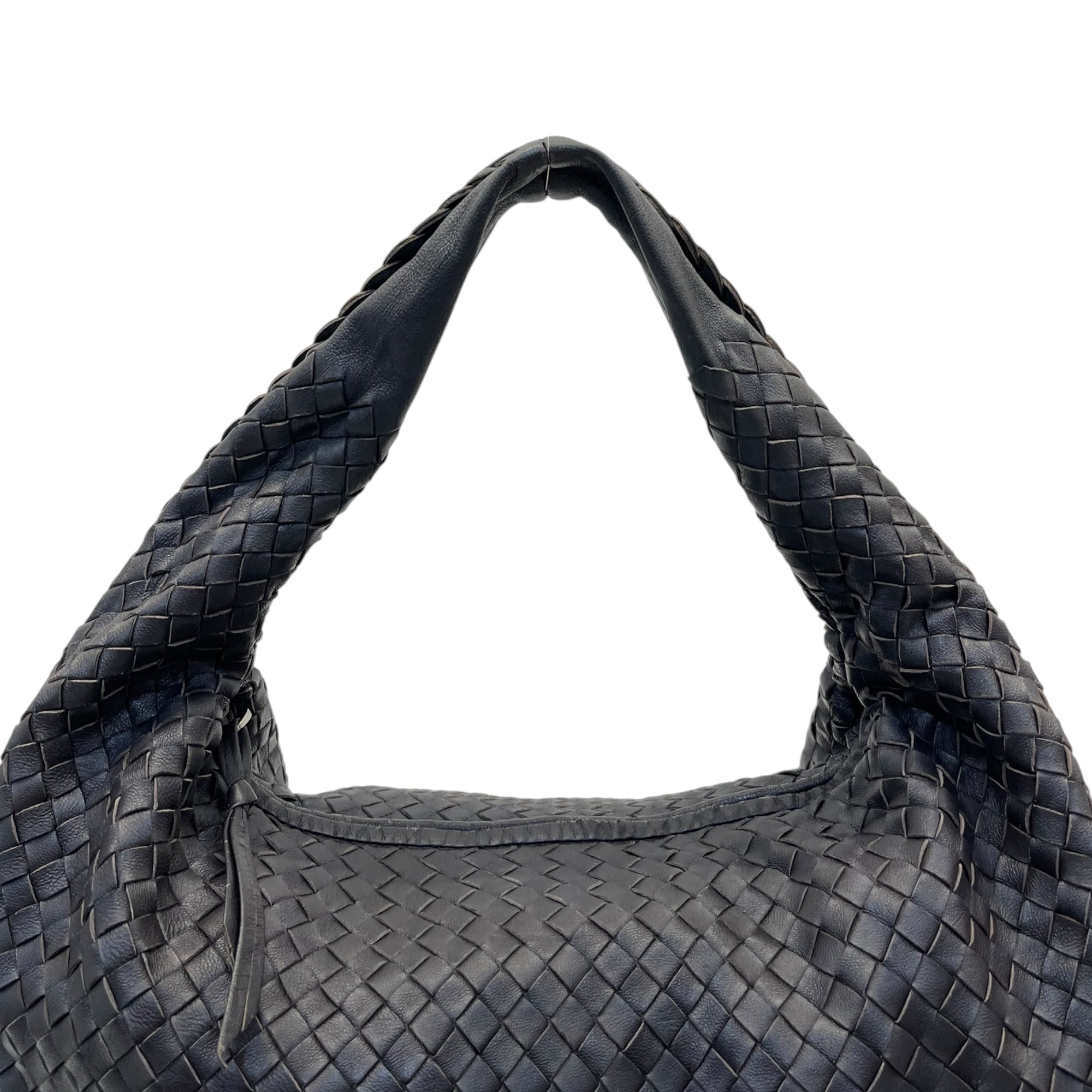 Bottega Veneta Black Intrecciato Woven Leather Maxi Veneta Hobo Bag