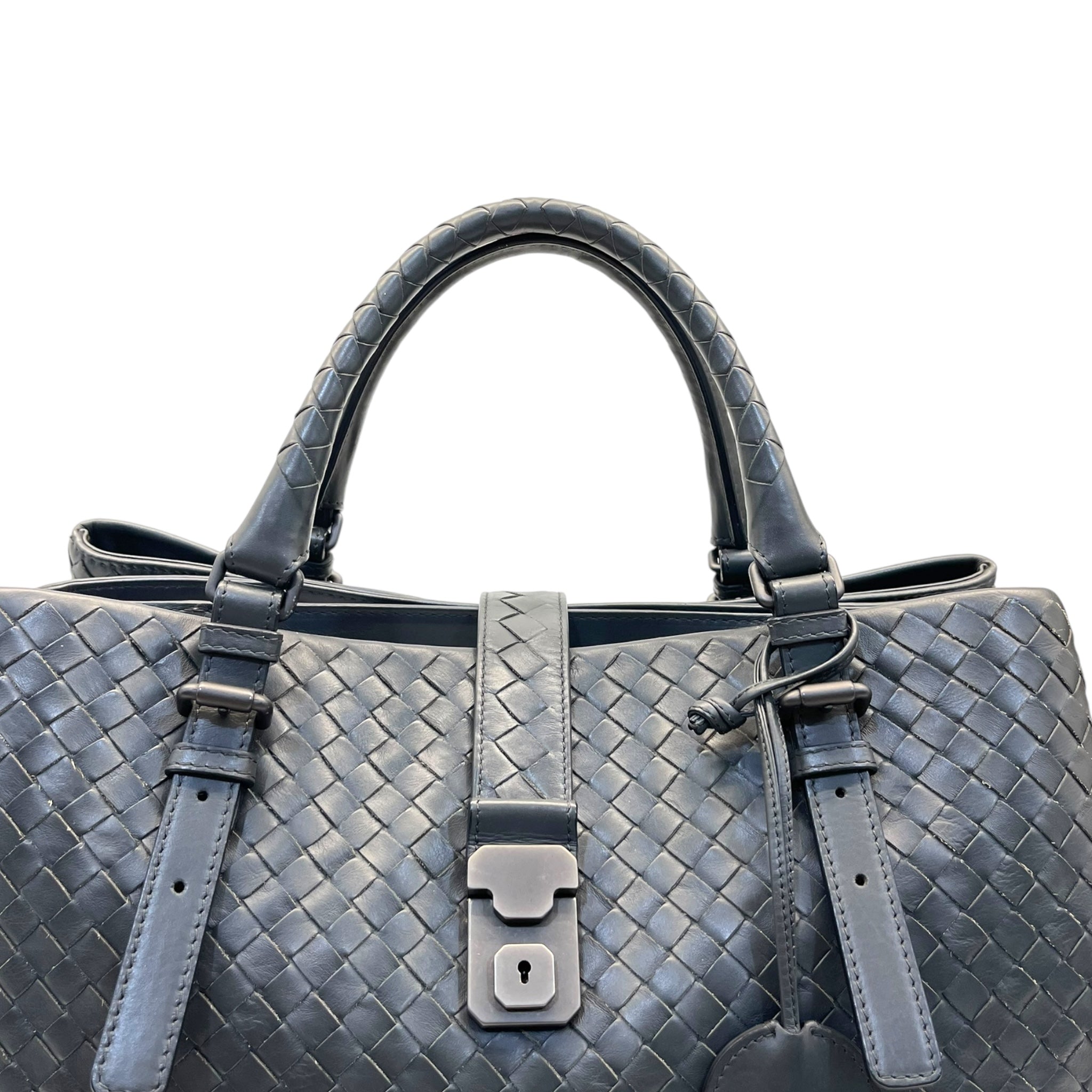 Bottega Veneta Grey Intrecciato Leather Medium Roma Tote Bag