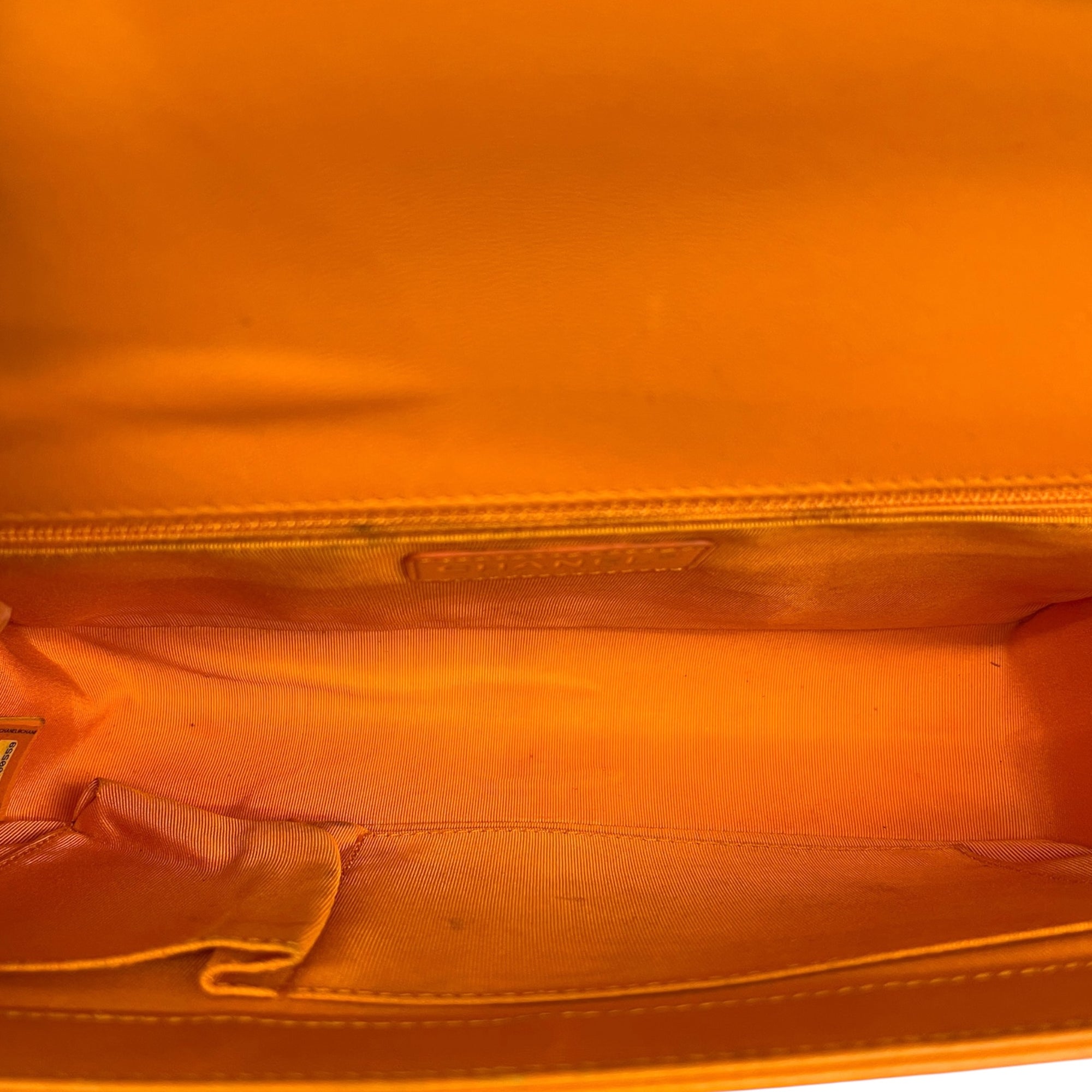Chanel Orange Quilted Leather New Medium Boy Flap Bag