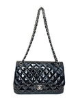 Chanel Black Quilted Patent Leather Large Classic Double Flap Bag