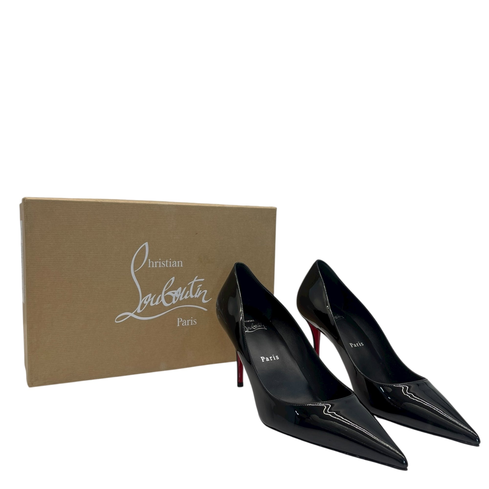 Christan Louboutin Miss Z 80mm Pumps - Patent Calf Leather - Black - Women EU 39