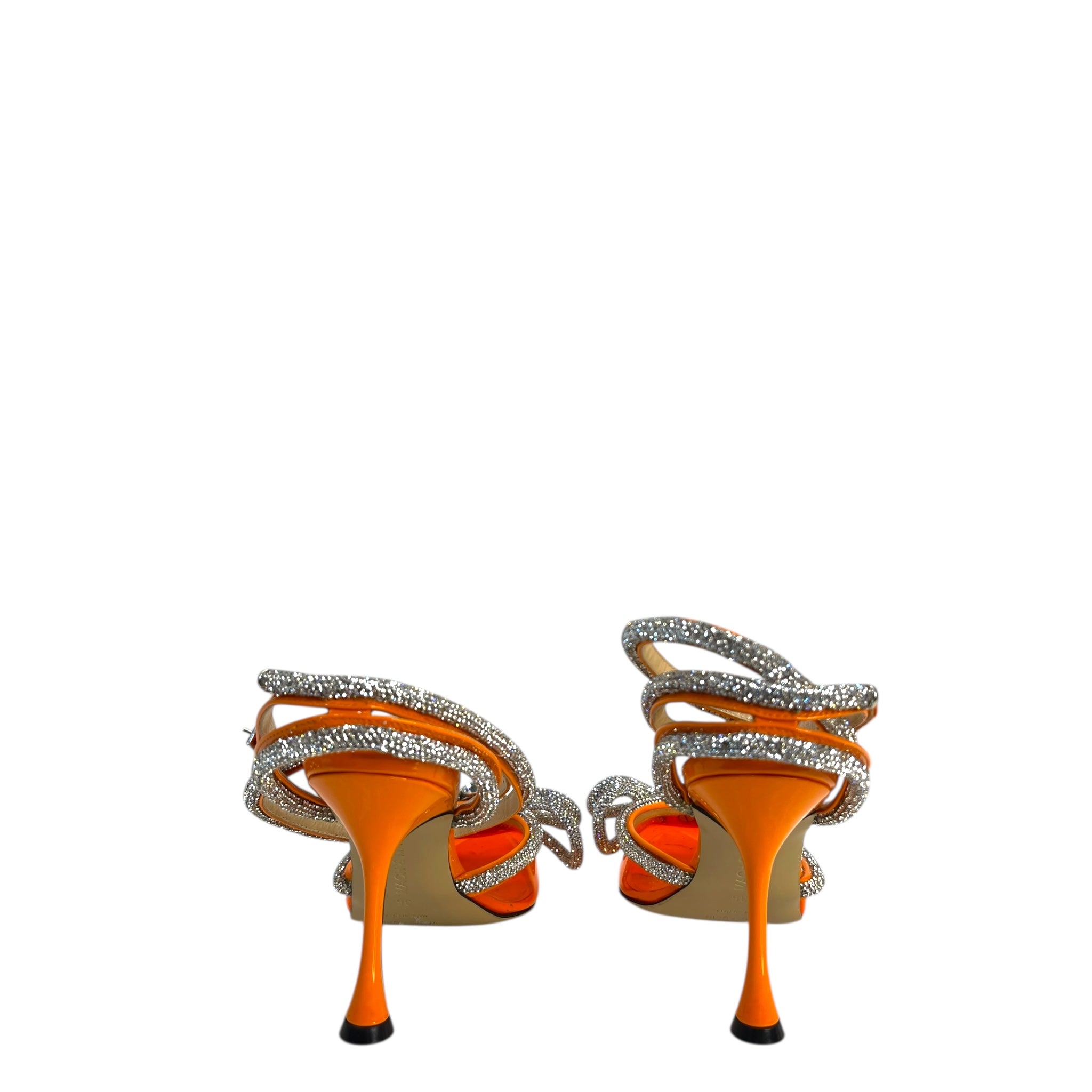 Mach & Mach Double Bow Silk-Satin Orange Pumps EU 36