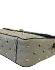 Valentino Medium Rockstud Spike Top Handle Grey Leather Bag