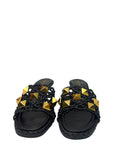 Valentino Garavani Black Braided Roman Stud Slide Sandals EU 40.5