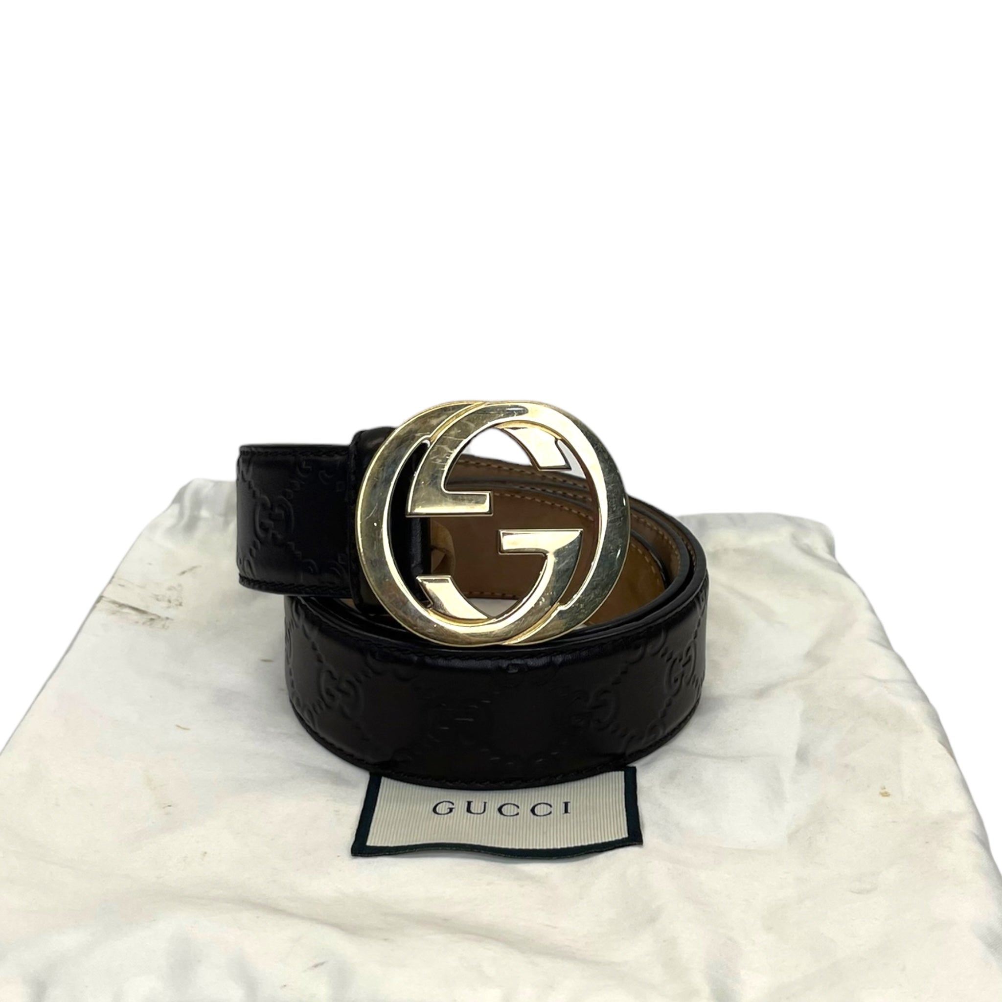 Gucci Guccissima Interlocking G Buckle Leather Belt 85cm
