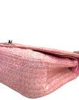 Chanel Classic Double Flap Pink Tweed Shoulder Bag