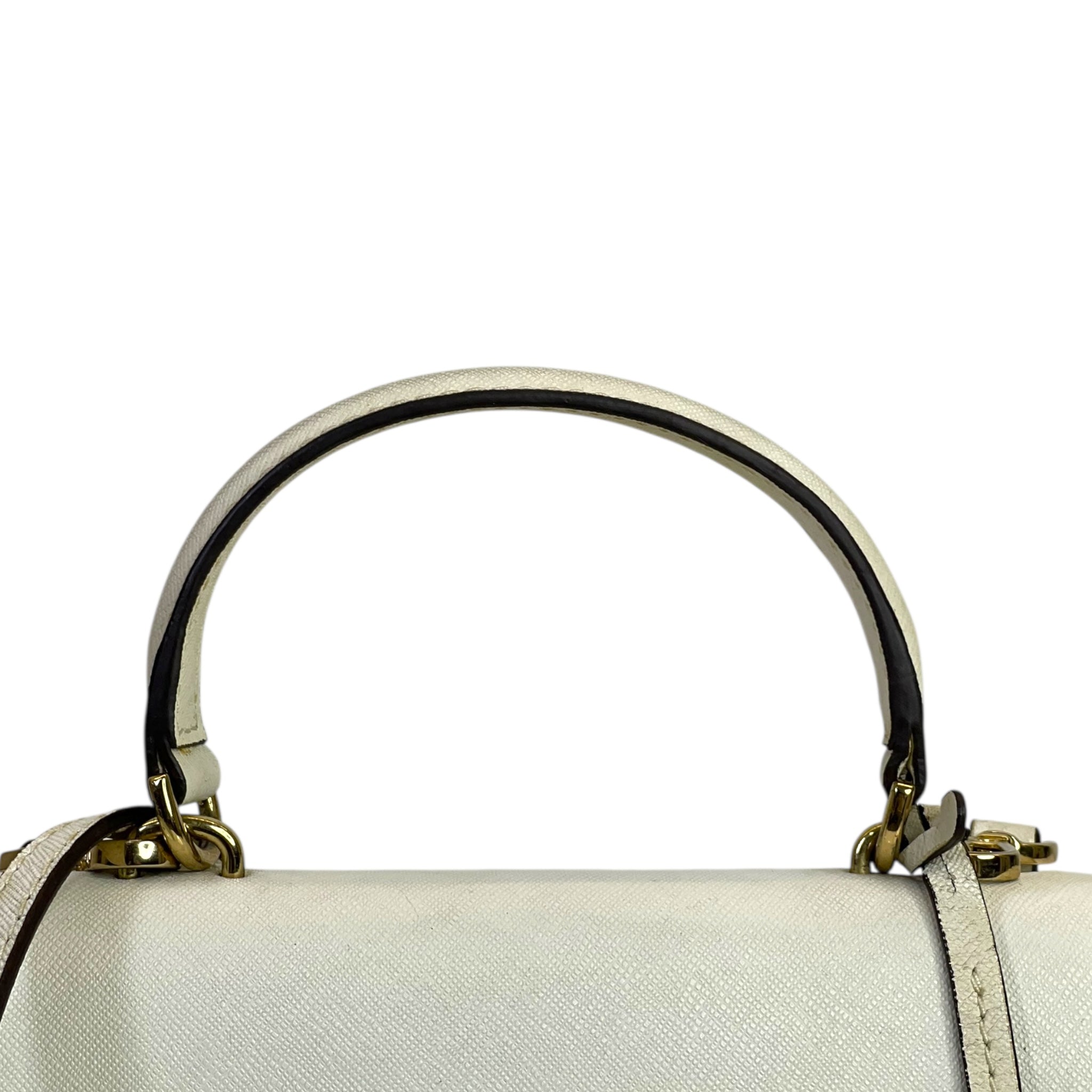 Michael Kors Ava Small White Leather Top Handle Bag