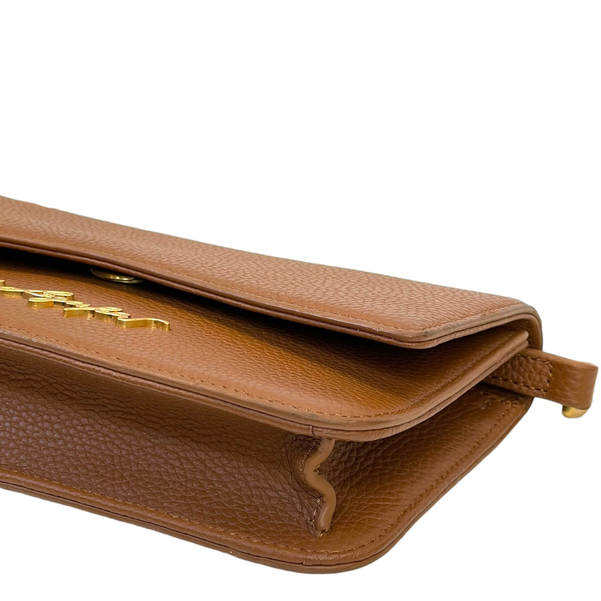 Karl Lagerfeld K/Pebble Chain Evening Clutch Brown Leather
