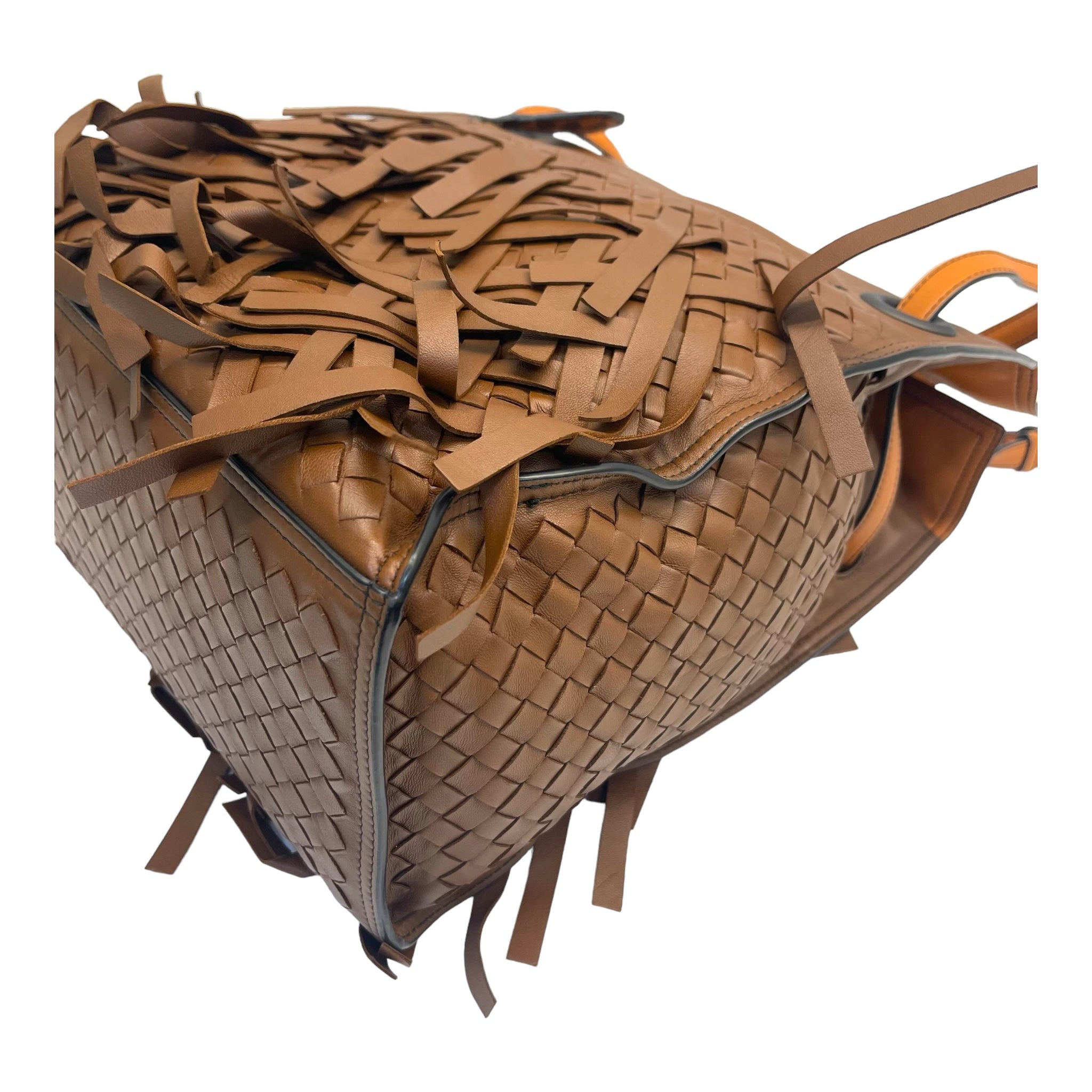 Bottega Veneta Brown Intrecciato Palio Fringe Tote Bag