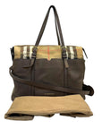 Burberry Mason House Check Canvas And Leather Diaper Tote Bag