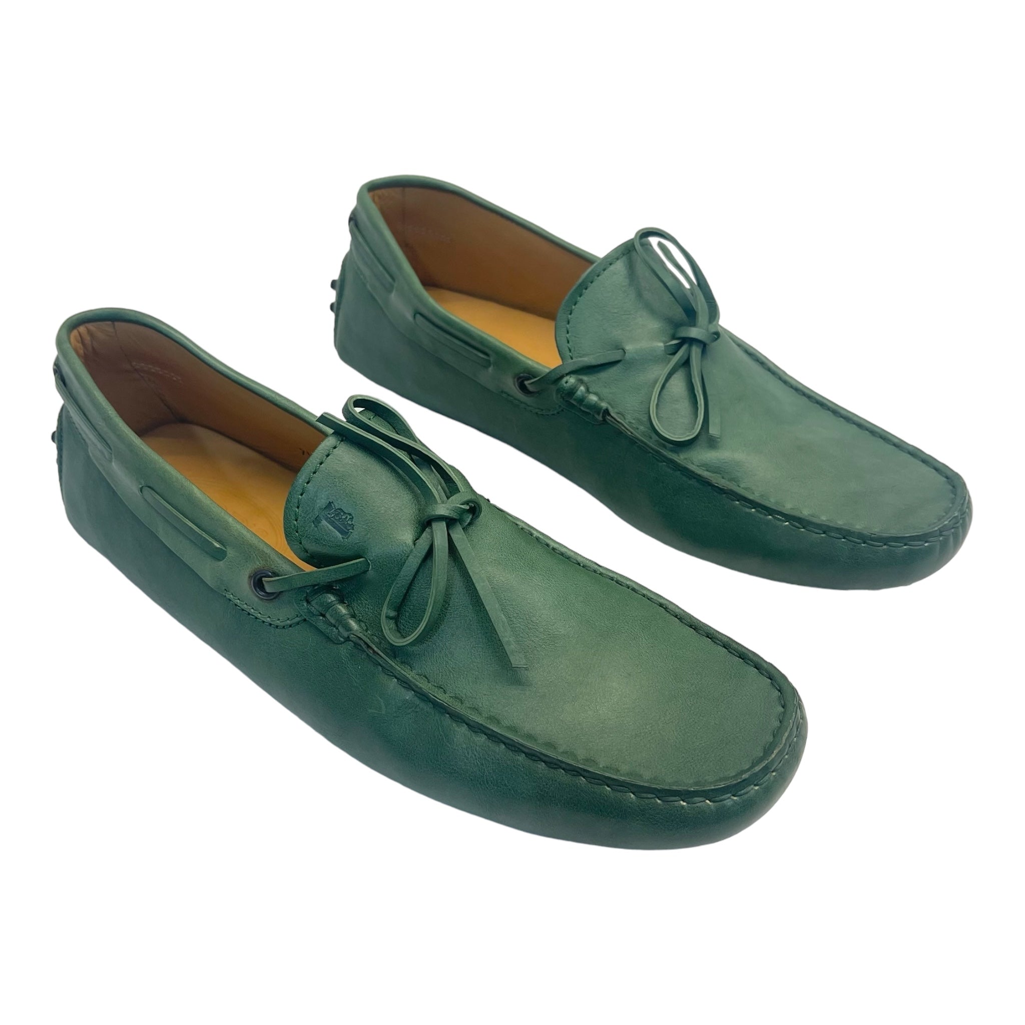 Buy Tod's Green Leather Gommino Slip On Loafers Size EU 40 Online
