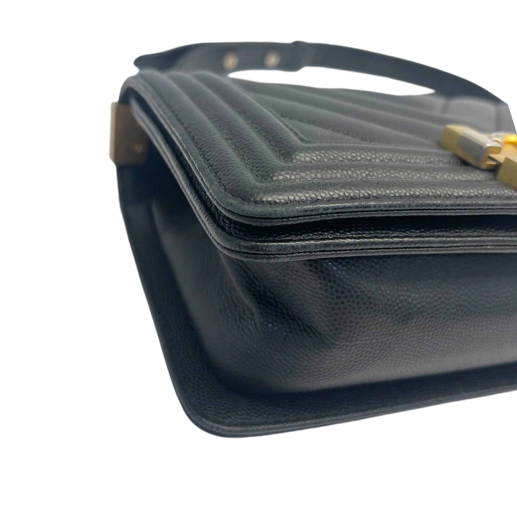 Chanel Boy Bag Small in Chevron Quilted Calfskin Black