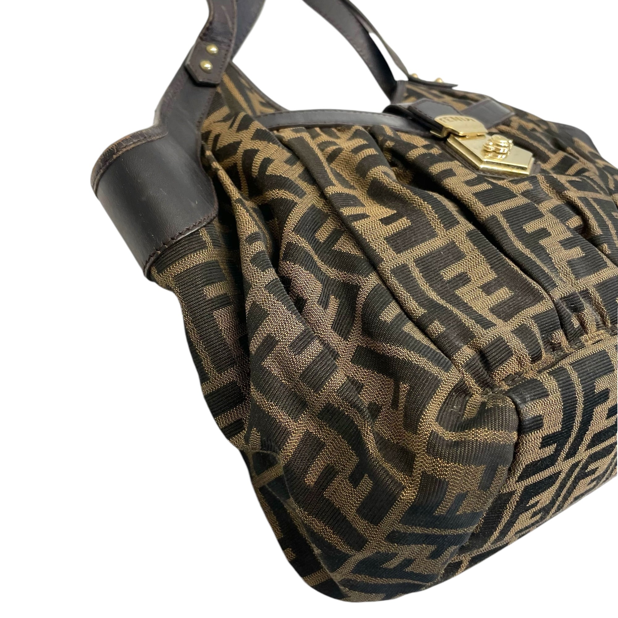 Fendi Zucca Canvas & Leather Borsa Chef Tote Bag