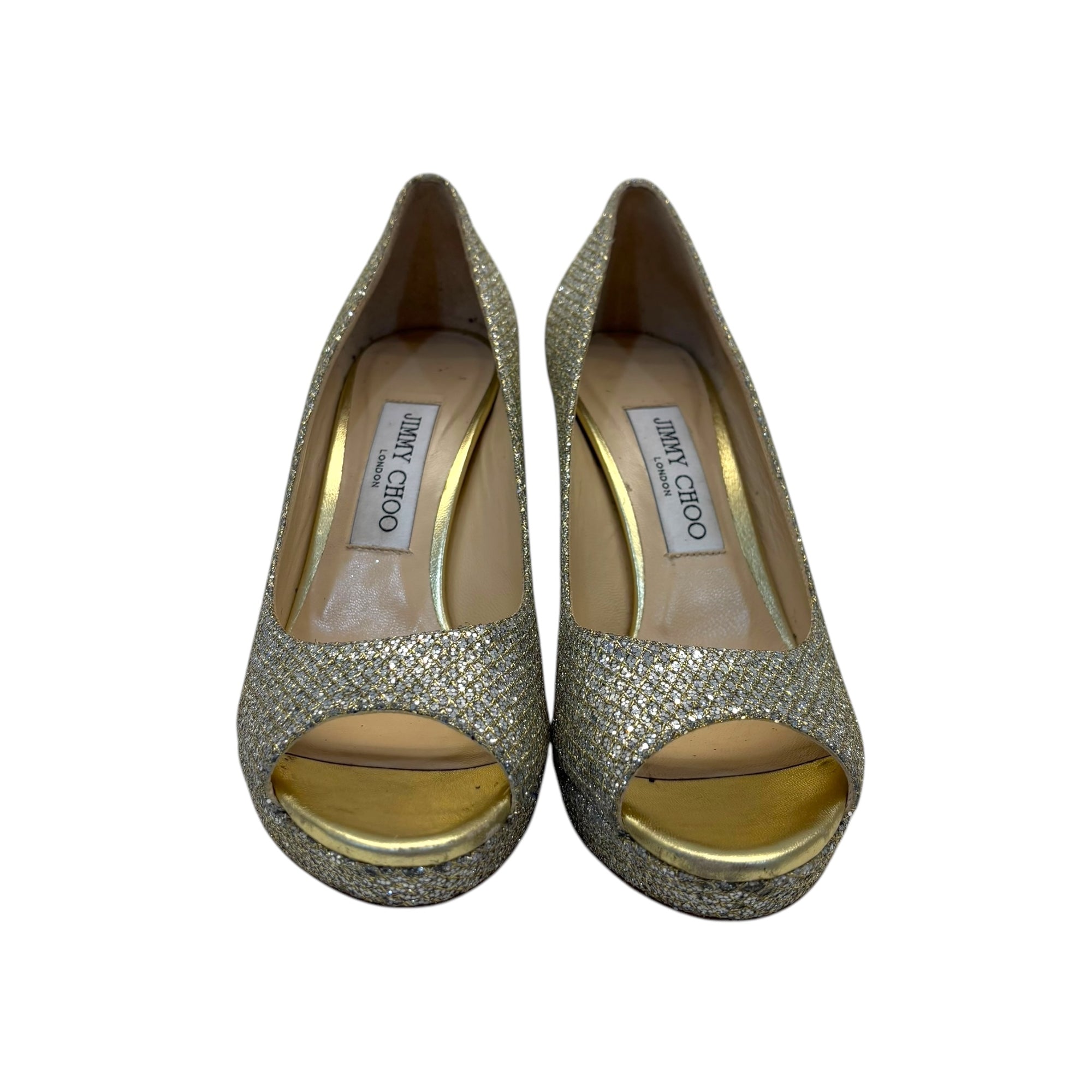 Jimmy Choo Shimmer Peep Toe Heels EU37