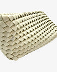 Bottega Veneta White Intrecciato Leather Structure Clutch