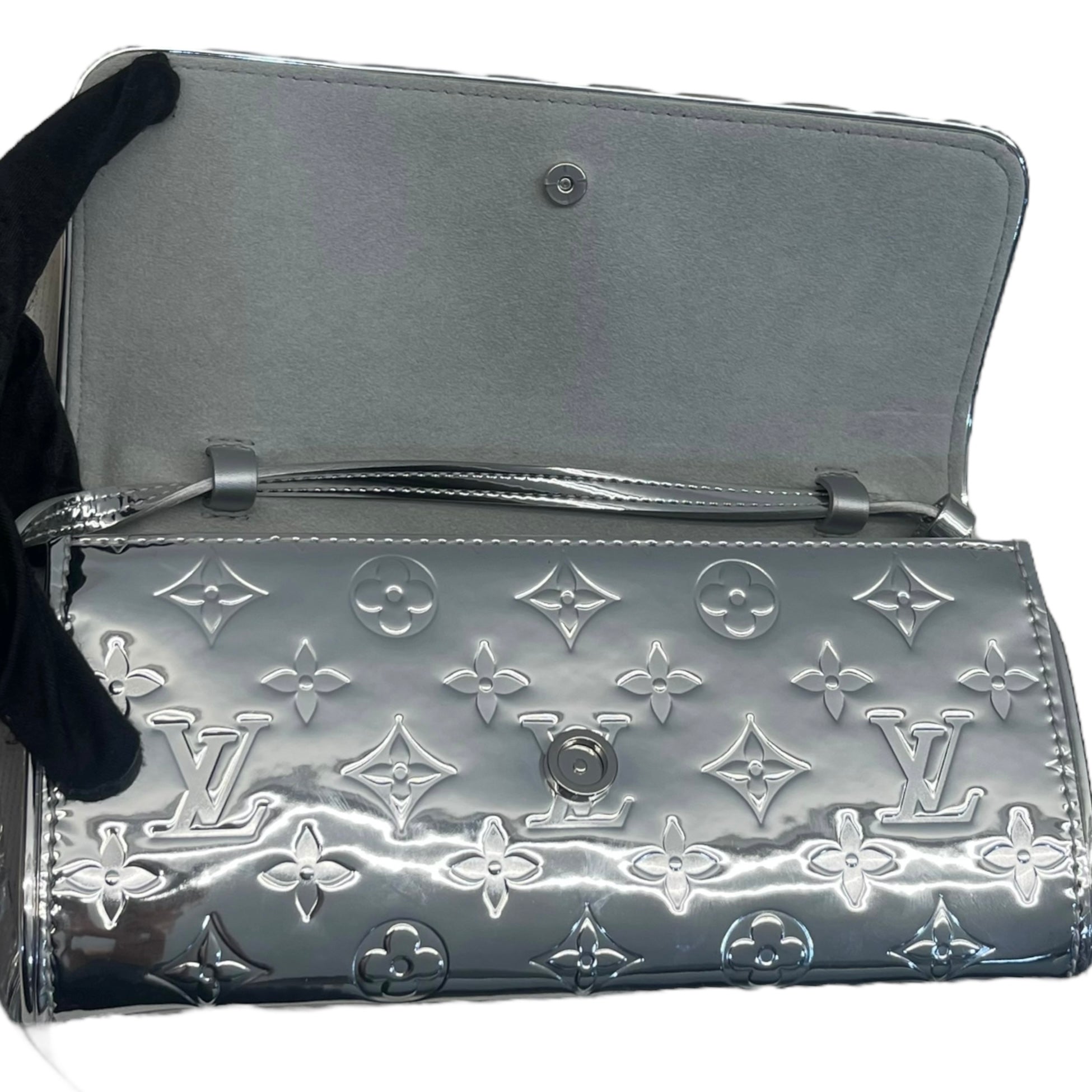 Louis Vuitton Silver Pochette Twin Patent Leather