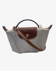 Longchamp Off White Nylon Le Pliage Handle Pouch