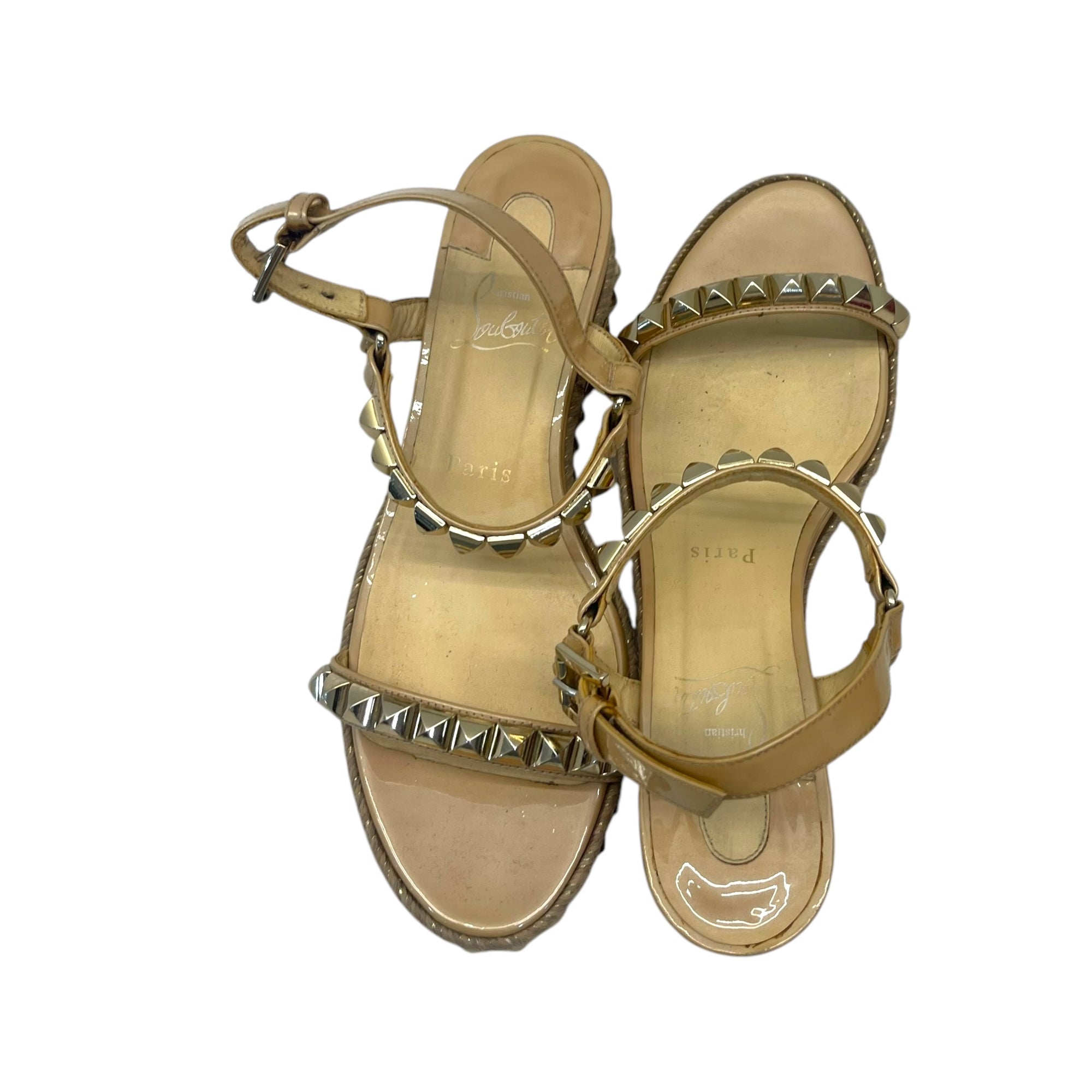 Christian Louboutin Beige Patent Leather Cataclou Sandals EU 39