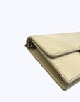 Gucci Cream Leather Interlocking G Flap Chain Clutch