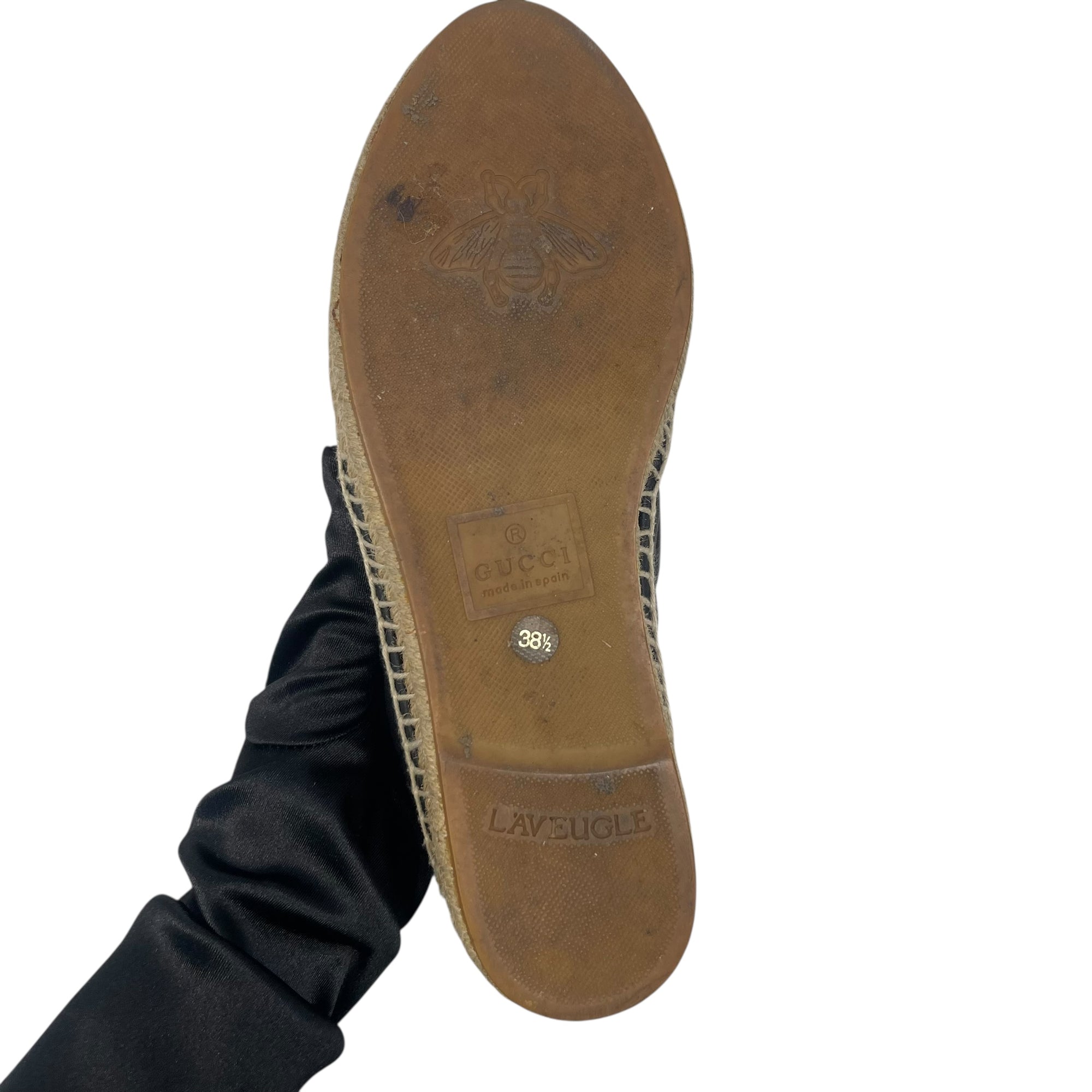 Gucci Black Leather GG Marmont Espadrilles EU 38.5