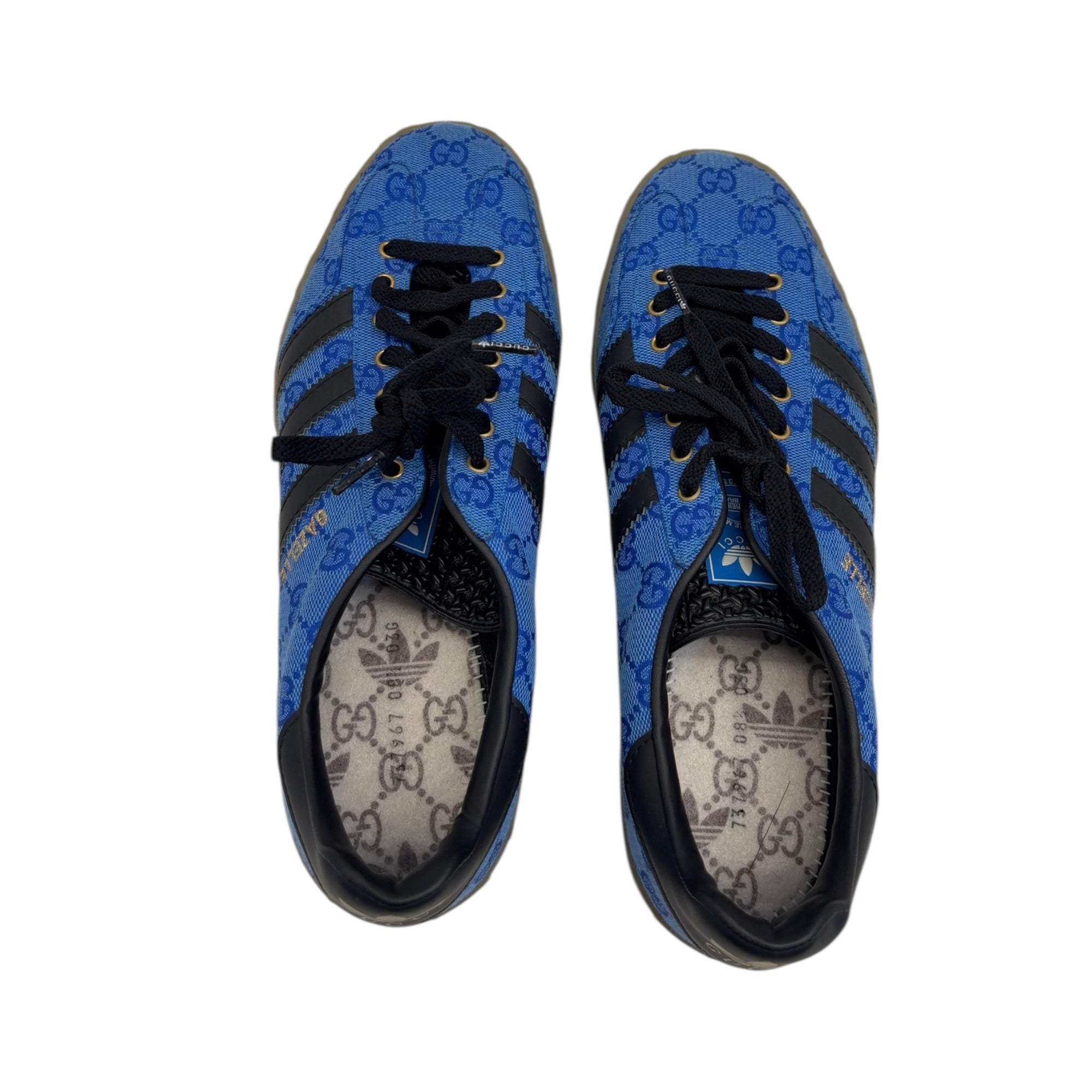 Gucci X Adidas Blue GG Canvas Gazelle Sneakers EU 42.5