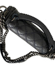 Chanel Midnight Quilted Leather Medium Wild Stitch Chain Boy Top Handle Bag