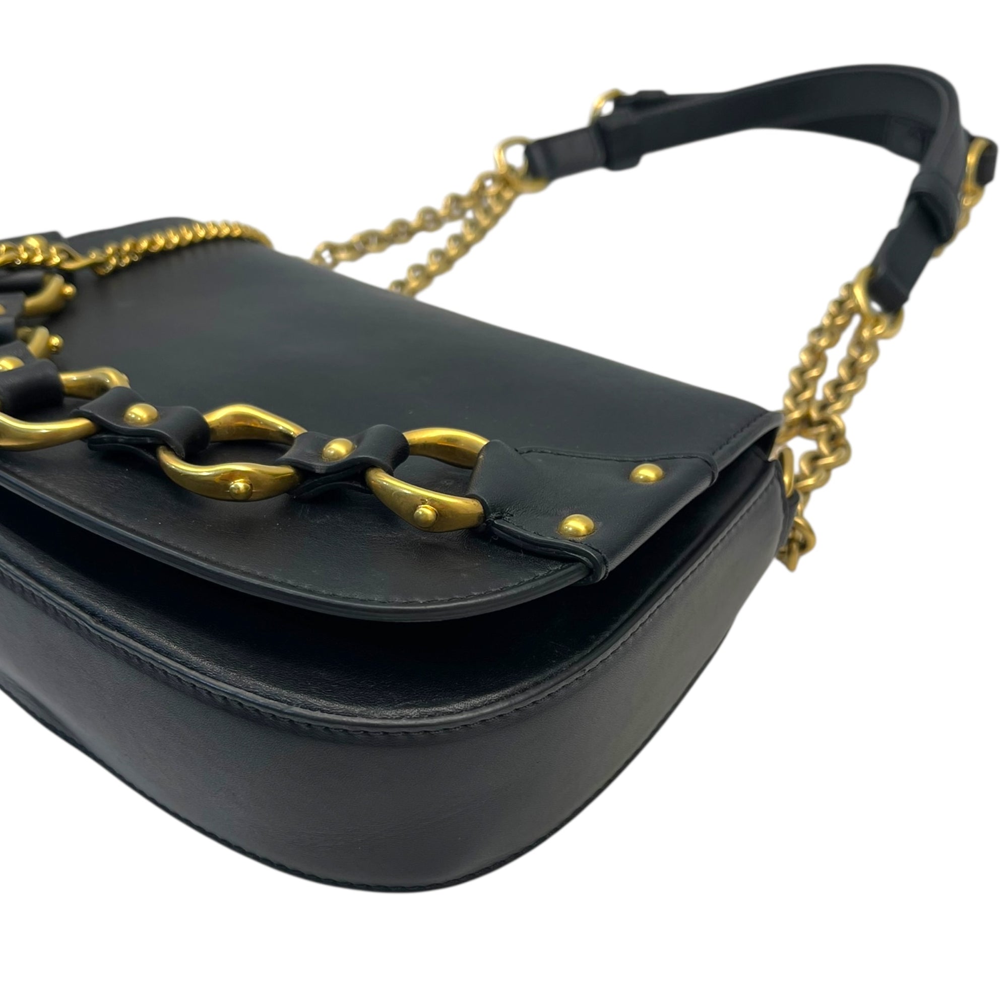 Roberto Cavalli Black Leather Crossbody Bag