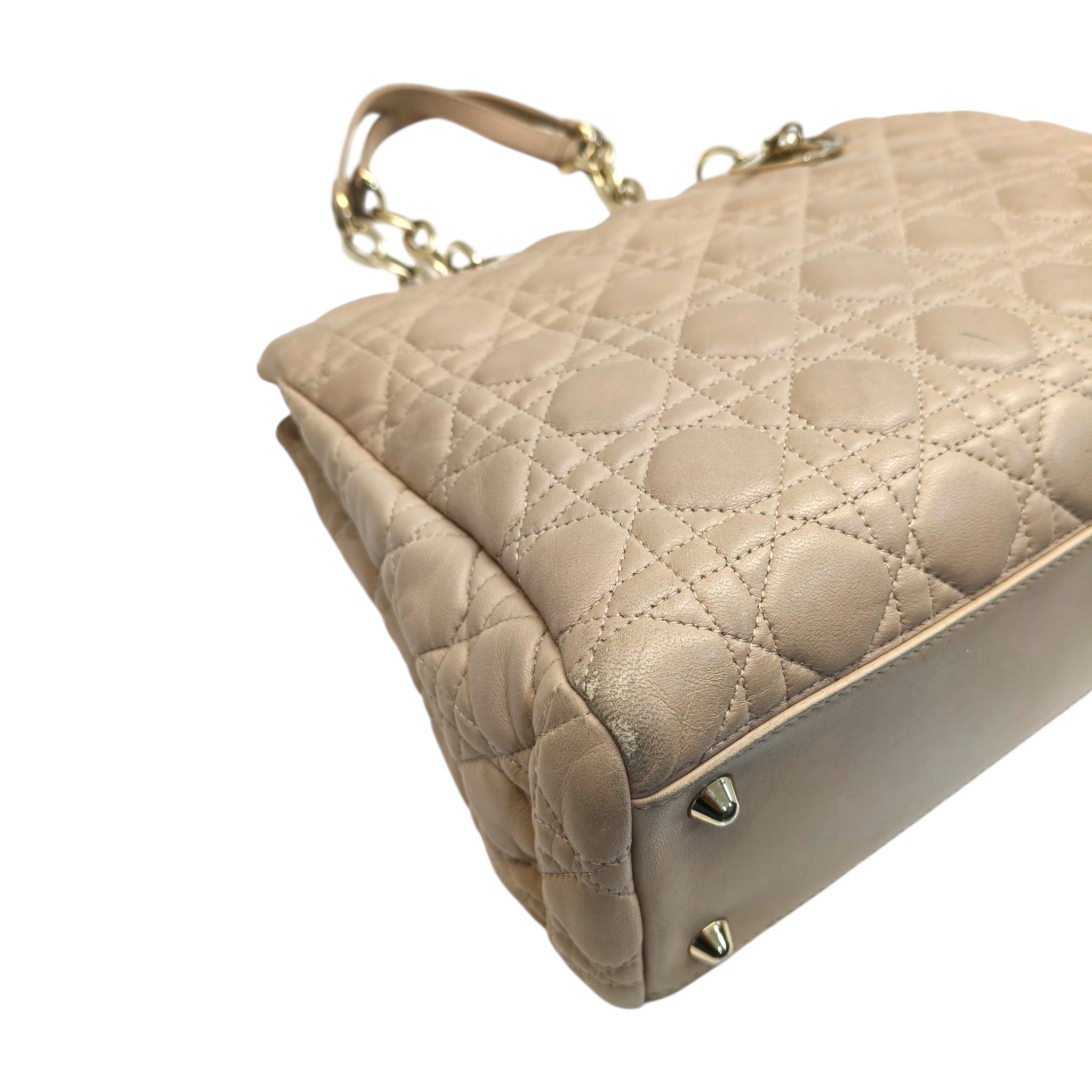 Dior Pink Cannage Quilted Soft Leather Medium Shopping Tote Bag